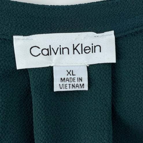 Calvin Klein  Split Neck Cap Sleeve Blouse Forest Green Size XL