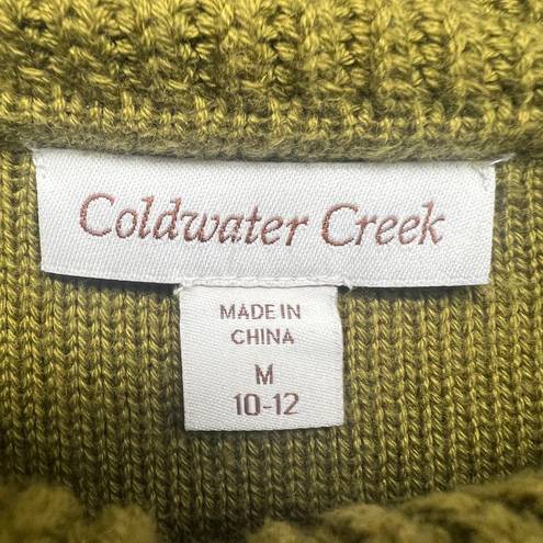 Coldwater Creek  Olive Green Women's Pullover Knit Sweater Size Medium Cowl Neck