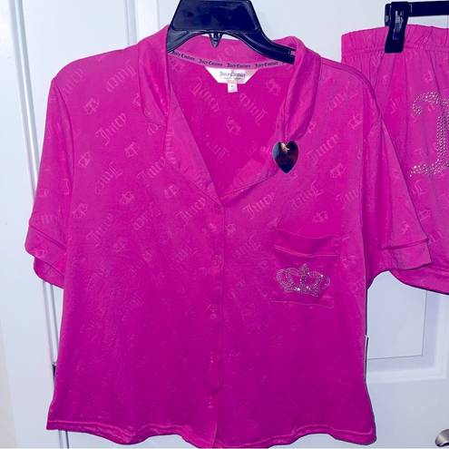 Juicy Couture NWT  Magenta XLarge Shirt Sleeve Short Pajama PNK JC CRWN Set