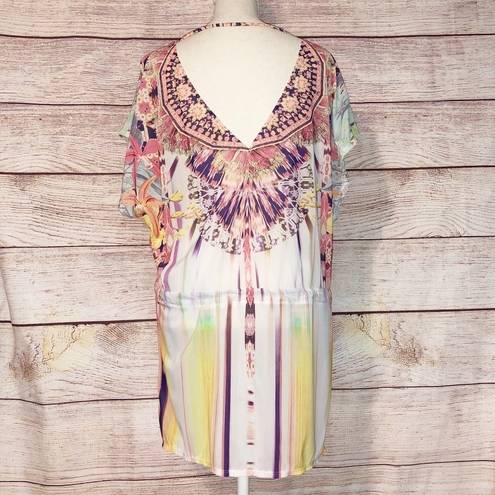 Calia by Carrie  Underwood Multicolor Pastel Kaftan Swimsuit Coverup Size S