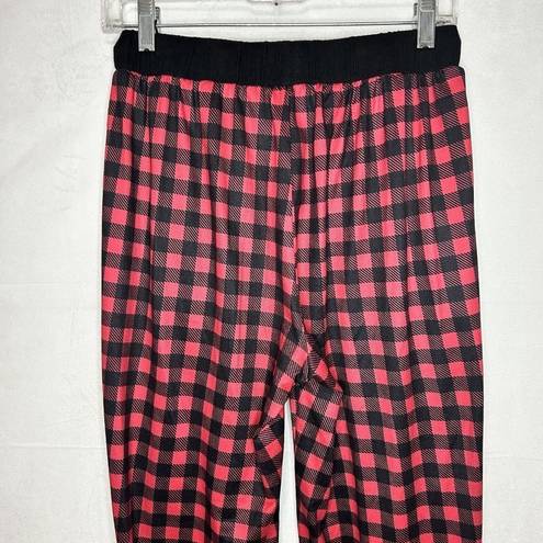 Simply Southern  Pajama Pants Red Black Check Lounge Ruffle Hem Sz M (28x29)