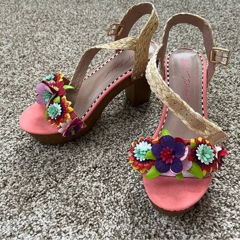 Betsey Johnson  Women Embellished Coral Open Toe Jillie Platform Sandals