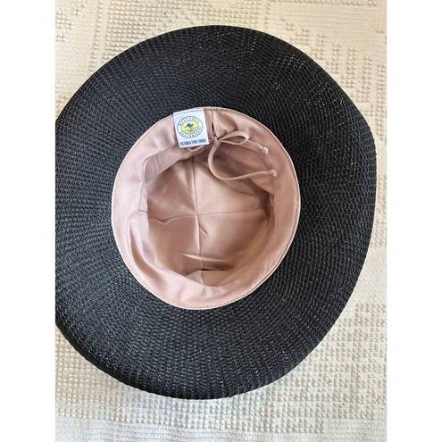 Pacific&Co Wallaroo Hat  Victoria Two-Tone Wide-Brim Beach Sun Hat Black/Tan Ribbon
