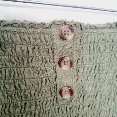 We The Free  Womens Size XS Green Ruffled Tube Top With Buttons