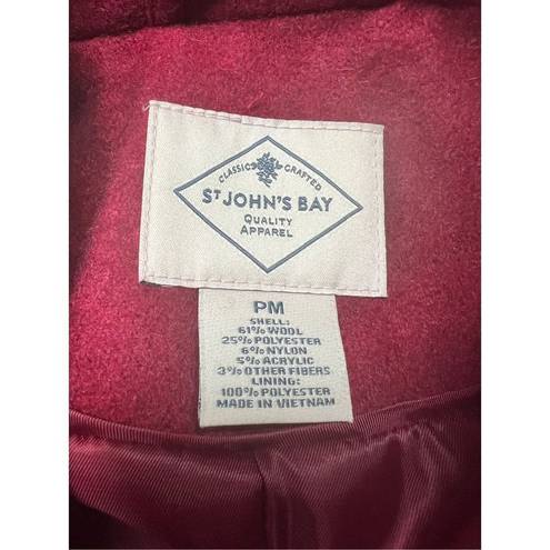 St. John’s Bay  * Burgundy * Wool Blend * Double breasted ￼* Pea Coat * Sz PM NWO