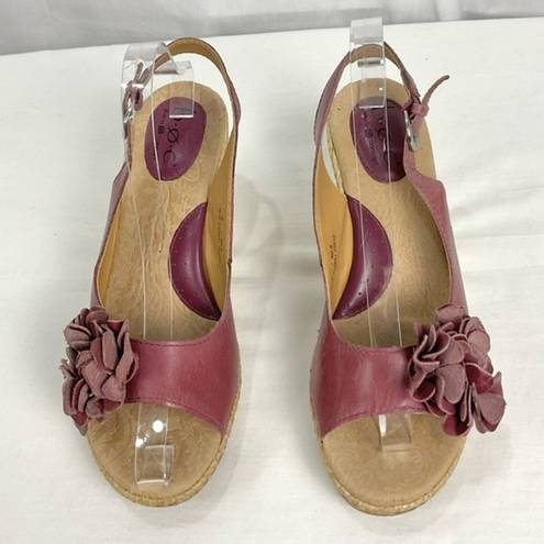 Born concept BORN Mauve Pink Wedge Sandals Open Toe Flower Woven Sz 9 B.O.C. 