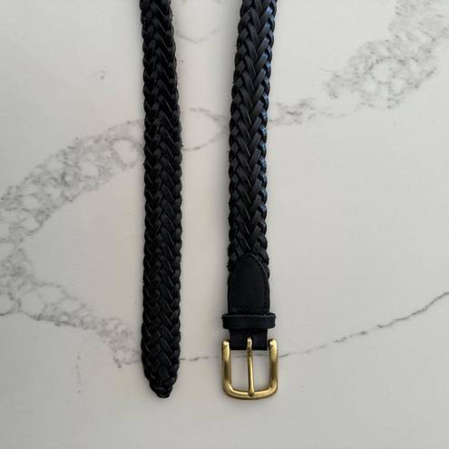 Gap Vintage  Braided Leather Belt with Brass Buckle in Black Size Medium