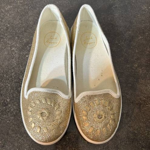 Jack Rogers  Mila Womens Gold Embroidered Boho Slip On Shoes Size 6 Sneakers