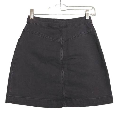 Marine layer  Archive A Line Skirt Women's 0 Black Mini Stretch Dark Academia