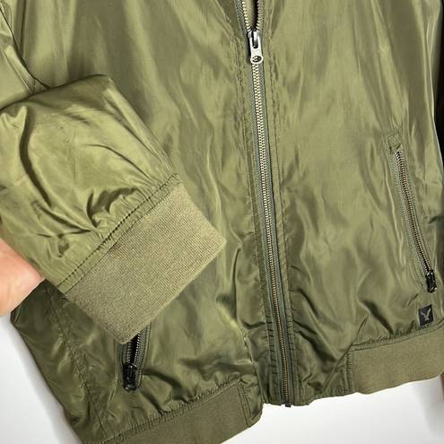 American Eagle  Army Green Nylon Bomber Jacket