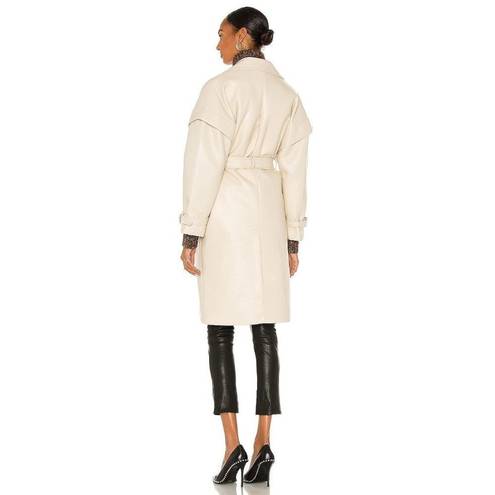 Apparis Kiera Faux Leather Trench Coat in Ivory Large