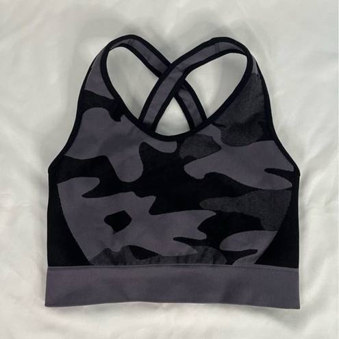 Koral  Womens Size S Black Grey Sparrow Seamless Sports Bra Gym Camo Compression