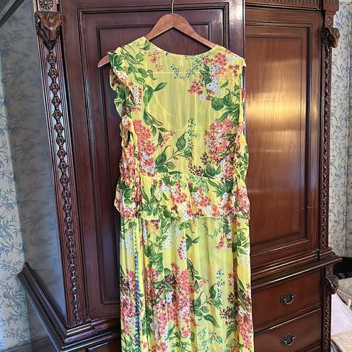 Tracy Reese  Plenty Anthropologie silk flowy dress xl extra large floral sheer