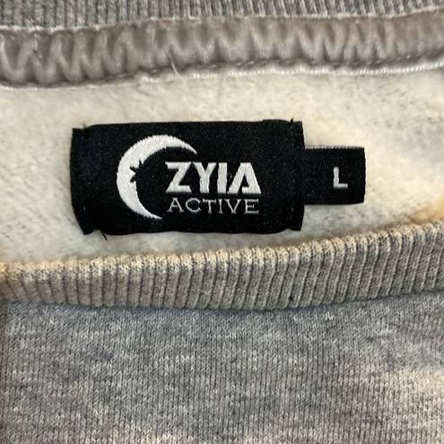 Zyia  Mountain Patch Sweatshirt Size Large Gray Crewneck Athletic Athleisure