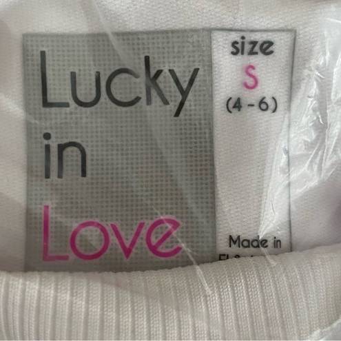 Lucky in Love  White ZIPS ARE SEALED Sweatshirt/Jacket. Size Small. NWT