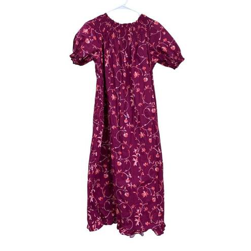 Hill House  Home The Caroline Nap Dress in Burgundy Floral Smocked Size XS