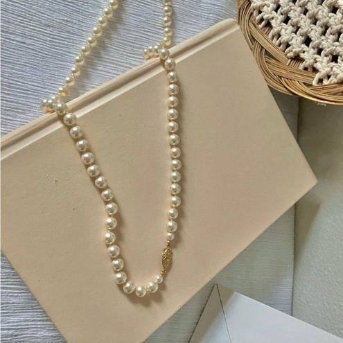 American Vintage Vintage “Mairi” Champagne Pearl Necklace 25” Gold Marquise Fishhook JAPAN Classic