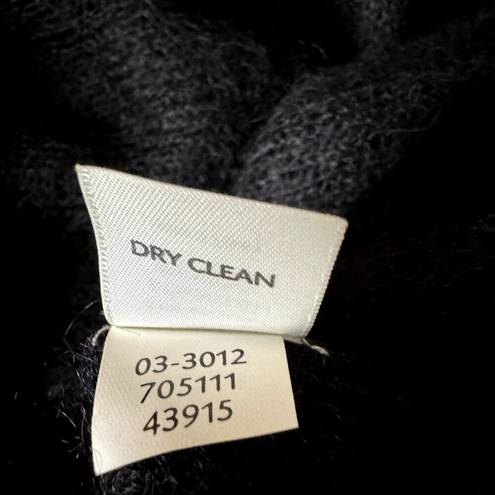 J.Jill  Mohair Wool Blend Cardigan Sweater V Neck Button Sheer Black M bv