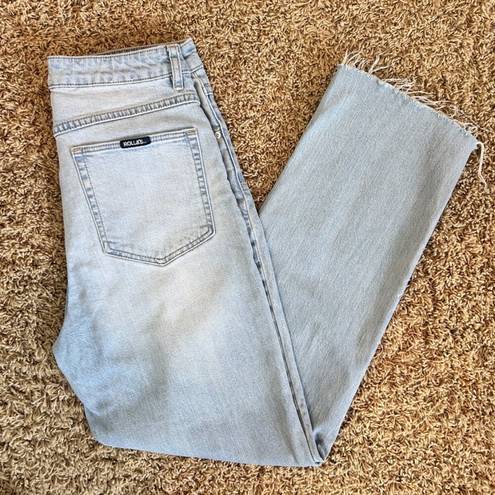 Rolla's  Original High Rise Straight Jean in Comfort Sky Size 30 Raw Hem