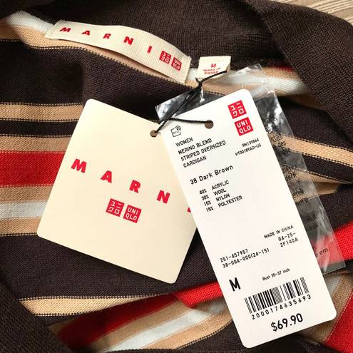 Uniqlo MARNI x  Merino Blend Striped Oversized Cardigan in Dark Brown