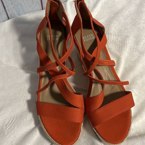 Eileen Fisher NWOT Eileen Fischer Wanda Strappy Leather Wedge Sandal