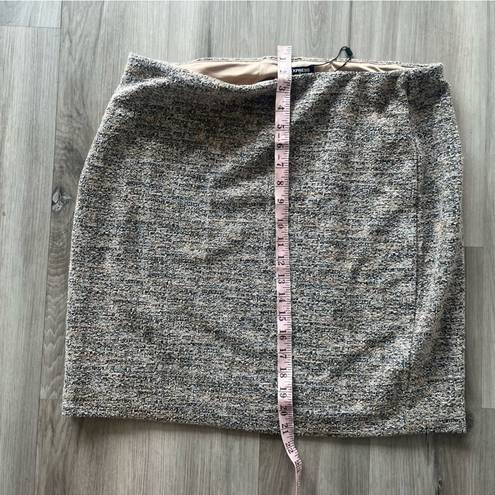 EXPRESS NWOT  L Brown Tweed High Rise Mini Skirt