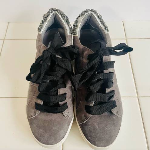 Joie  Gray Suede Bejeweled Sneakers Size EU 37.5