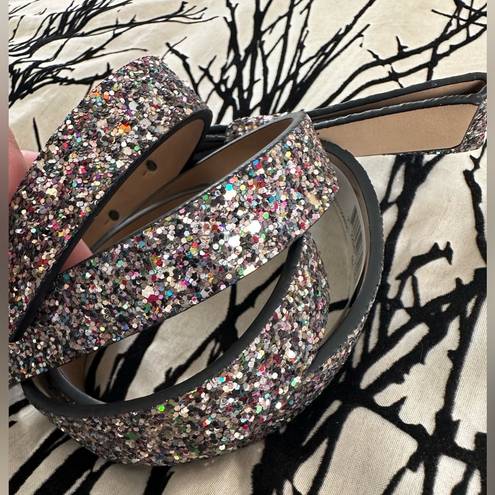 Kate Spade glitter bow belt, vegan leather, medium, NWT