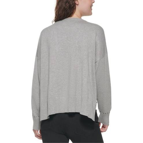 DKNY NWT!  Gray Studded Crew Neck Pullover Sweater XL