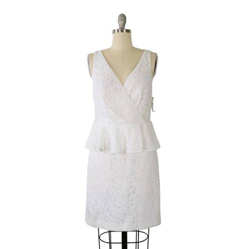 Trina Turk NWT  Ryo White Floral Embroidered Tulle Peplum Sheath Dress 6