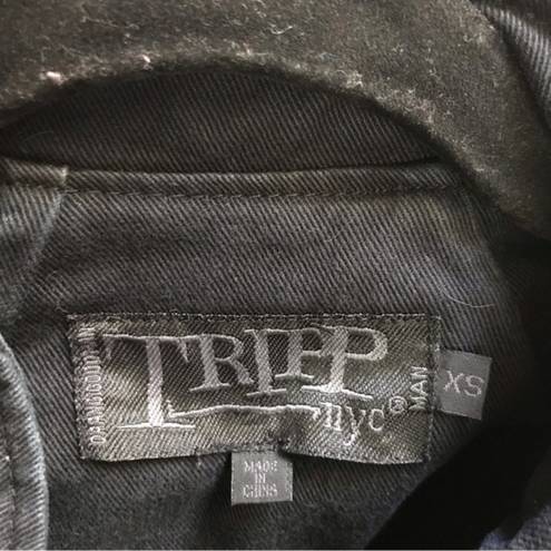 Tripp NYC Vintage  Goth Military Band Steampunk Jacket Size Skull Button Black XS