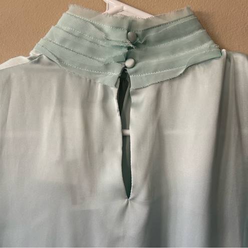 Rococo NWT Idem Ditto Seafoam Green Satin High Neck Tank/Blouse Sieze Small