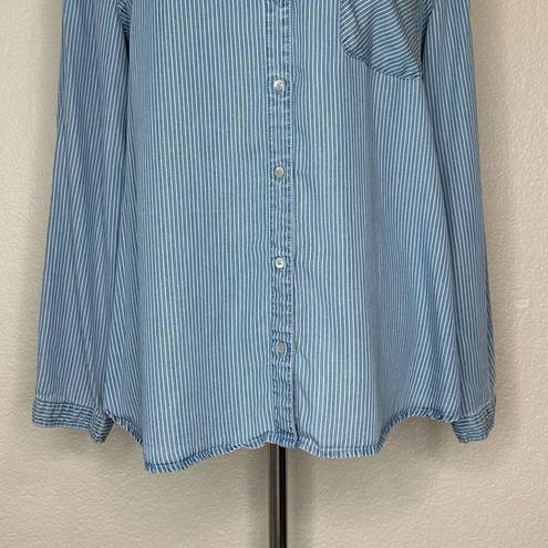 Chico's Chico’s 100% Lyocell Blue Striped Button Down Shirt