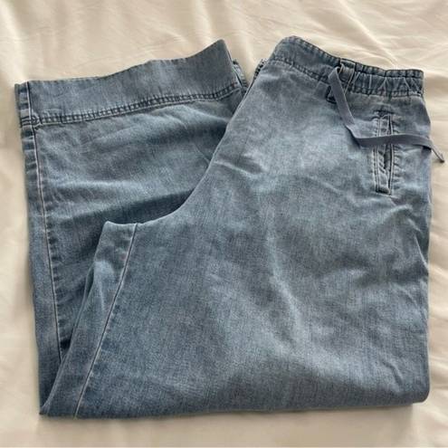 Orvis  Cropped Capri Relaxed Jeans Denim Size 14 Light Blue Wash