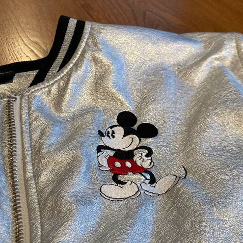 Disney  | Mickey Mouse Metallic Faux Leather Bomber Jacket | Size XXL