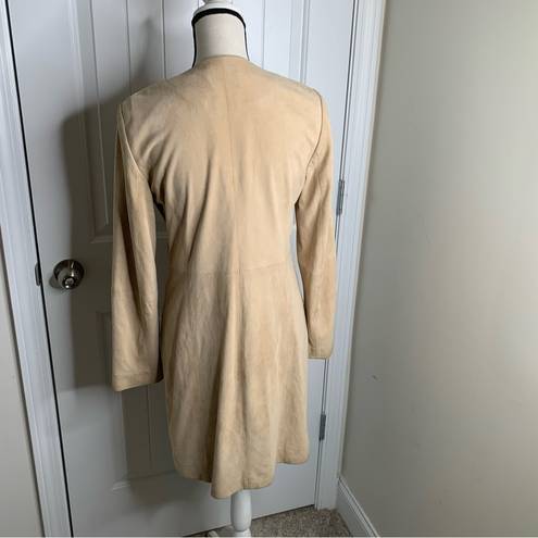 Doncaster  tan long line suede leather zip up jacket size 6 quiet luxury