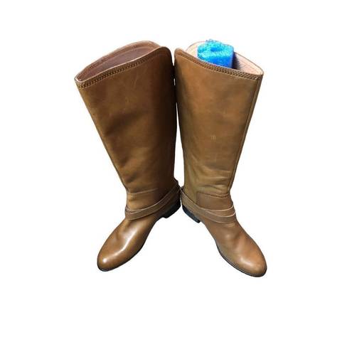 Fossil  Zena back zipper caramel riding boots NWOB