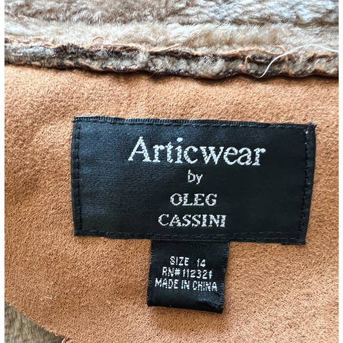 Oleg Cassini  Coat Womens 14 Long Winter Coat Suede Faux Fur Arcticwear
