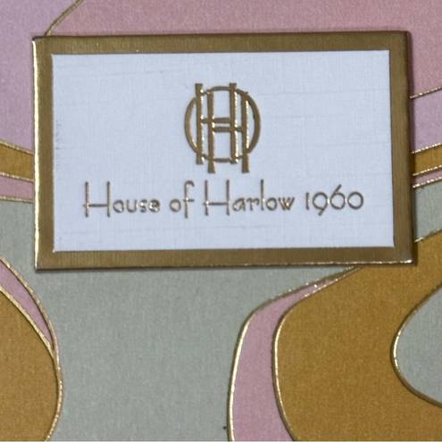 House of Harlow NIB  1960 Gold Tone Double Heart Glass Stones Dangle Earrings $99