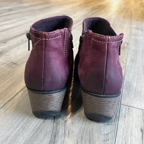 Earth Origins  Oakland Alexis Ankle Boots Merlot Red Leather 7.5 W