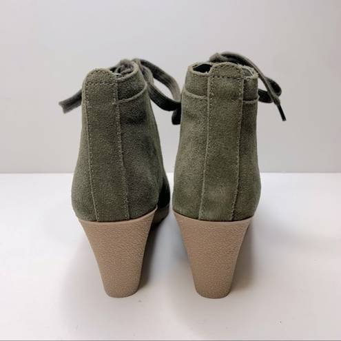 MIA  Annita Olive Green Suede Wedge Ankle Booties