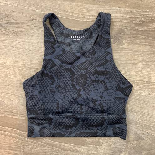 Anthropologie All Fenix  Navy Snakeskin Print Sports Bra Size Small