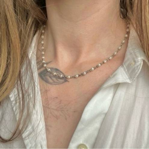 American Vintage Vintage “Marta” Seed Pearl Silver Chain Necklace Elegant Classic Minimal