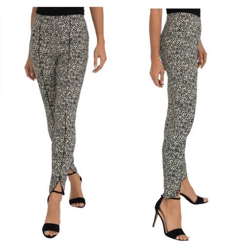 Joseph Ribkoff  Vertical Seam Notched Ankle Skinny Stretch Pants Geo Print 183525