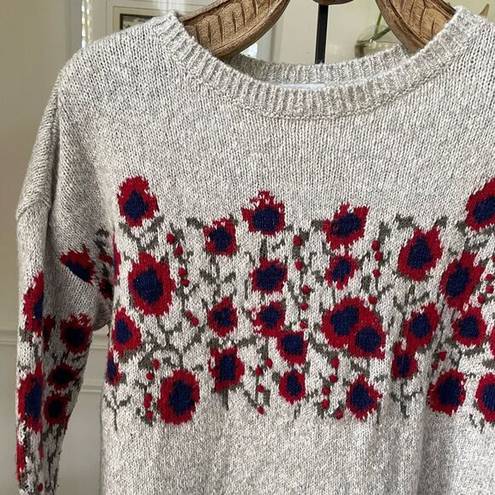 J.Jill  Poppy Floral 3D Knit Crewneck Sweater S