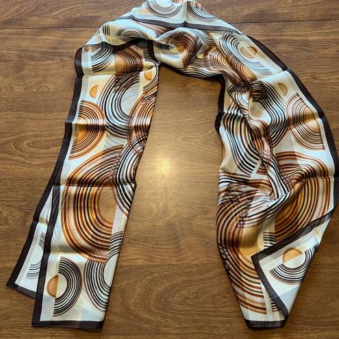 Oscar de la Renta  Vintage Silk Scarf Geometric Half Circles Lines Oblong NWT