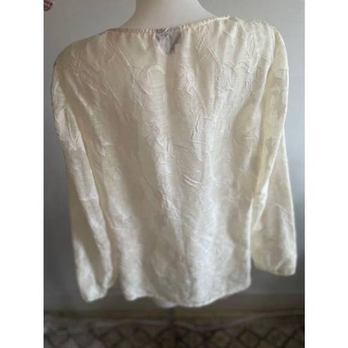 J.Jill Women's  Ivory Embroidered Blouse Size M EUC Like New