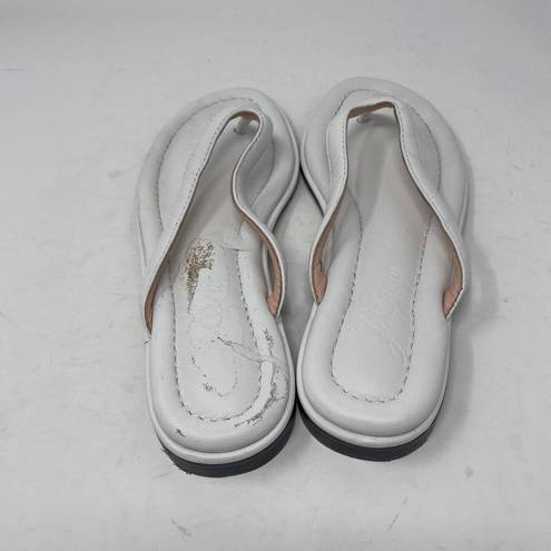 J.Crew  Menorca Thong Sandals Flip Flops 7 White Padded Leather Slip On Casual