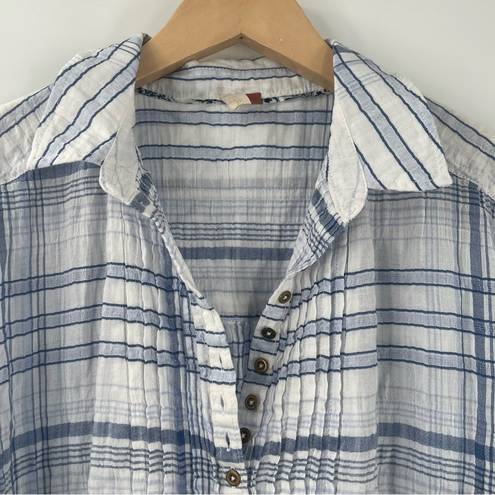 Pilcro and the Letterpress  Tunic Dress Coverup Blue Plaid Gauzy Light SZ Large