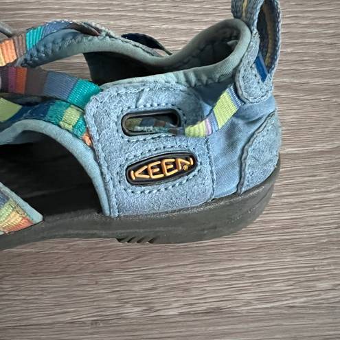 Keen shoes size 6 water sandals Whisper camping hiking blue grey rainbow